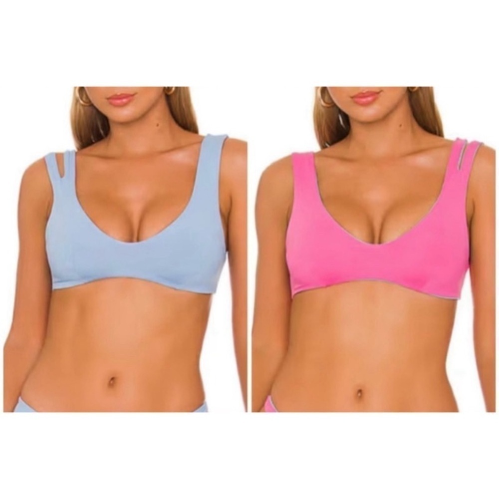 NEW L*SPACE One Wave Reversible Bikini Top in Aura + Bubblegum Pink